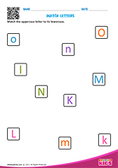 Match upper and lowercase letters k to o